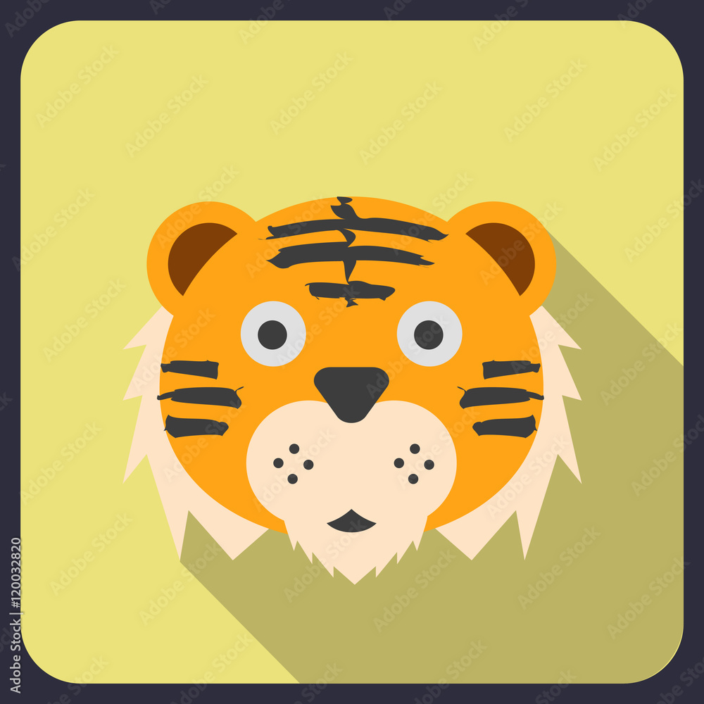 tiger flat icon with long shadow tiger flat icon with long shadow