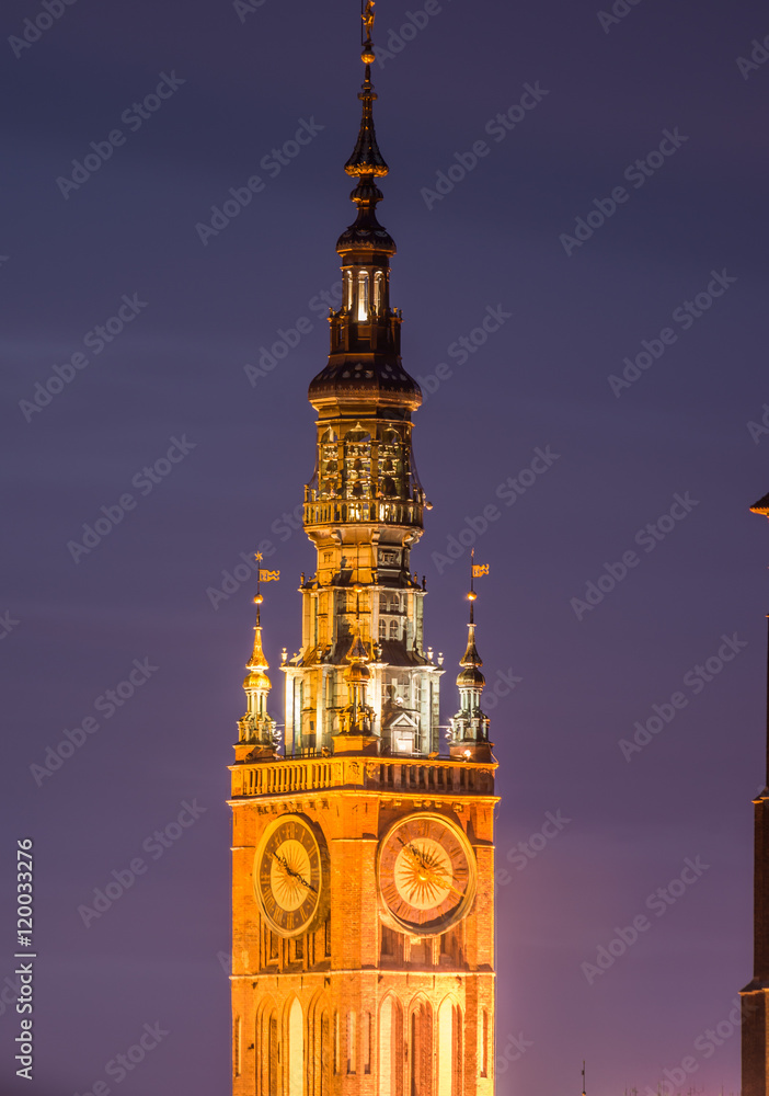 Tower of the town hall in Gdansk, Poland