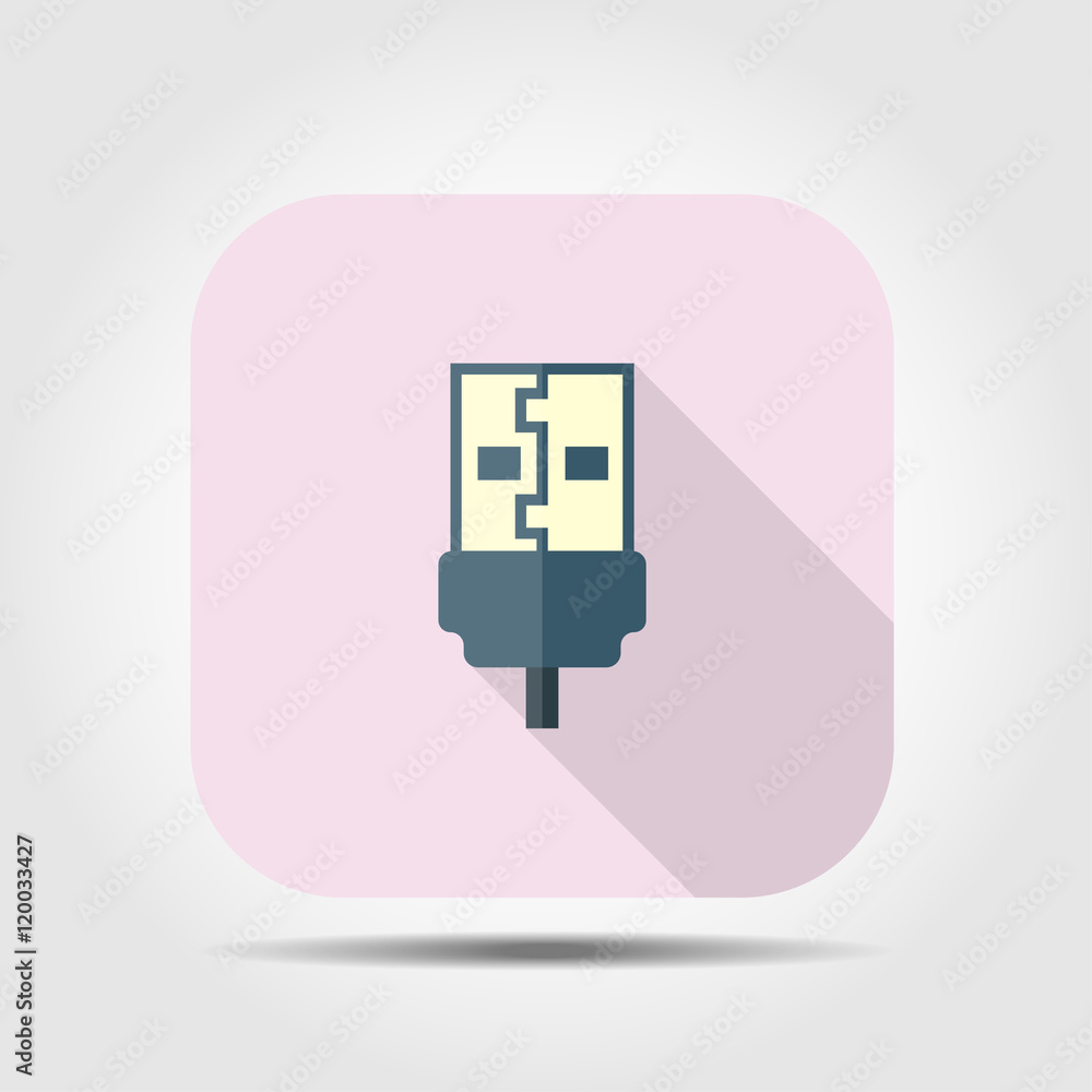 usb plug flat icon with long shadow usb plug flat icon with long shadow