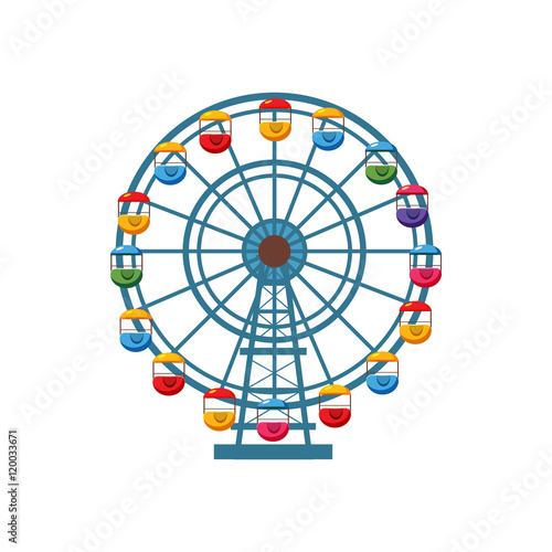Ferris wheel icon in cartoon style isolated on white background. Attraction symbol vector illustration