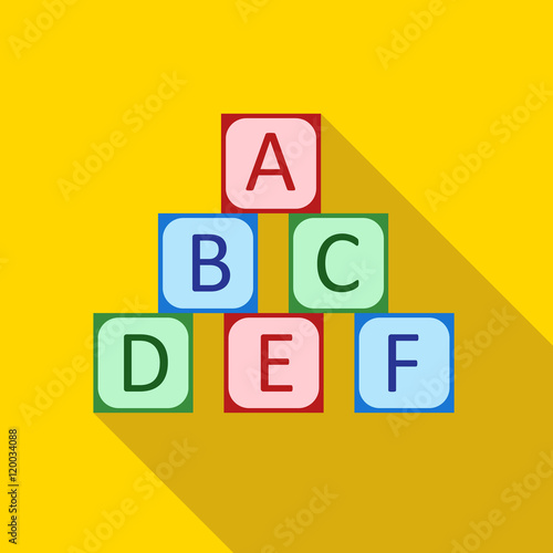Free Download Baby cubes icon in flat style with long shadow. Toy symbol vector illustration - GFXLoad
