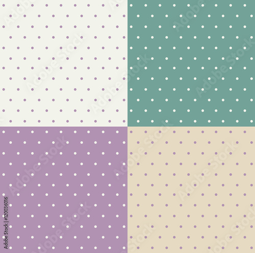 Set of retro patterns with polka dots