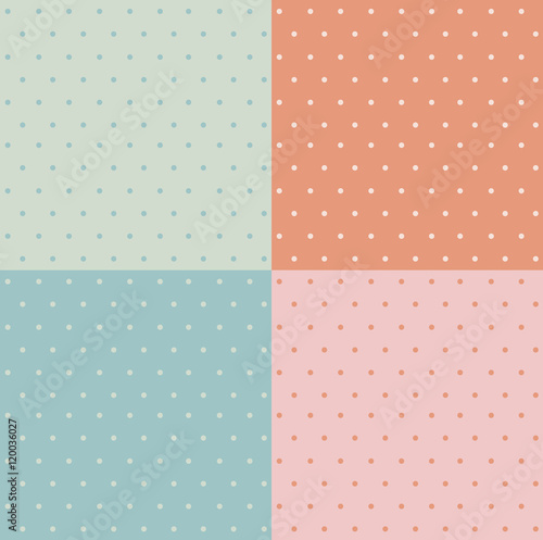 Set of retro patterns with polka dots