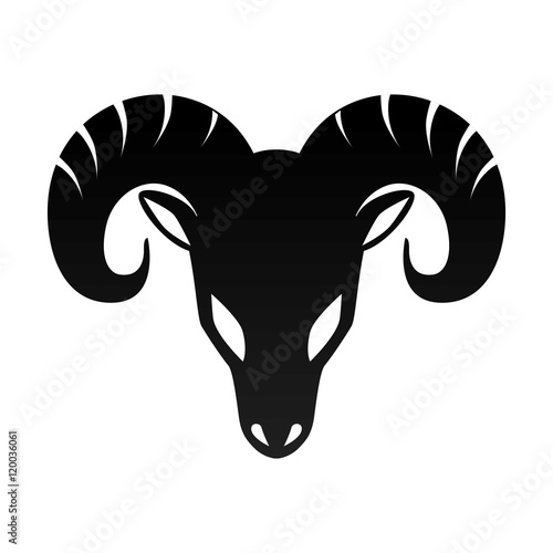 ram horn animal aries zodiac sign silhouette vector illustration