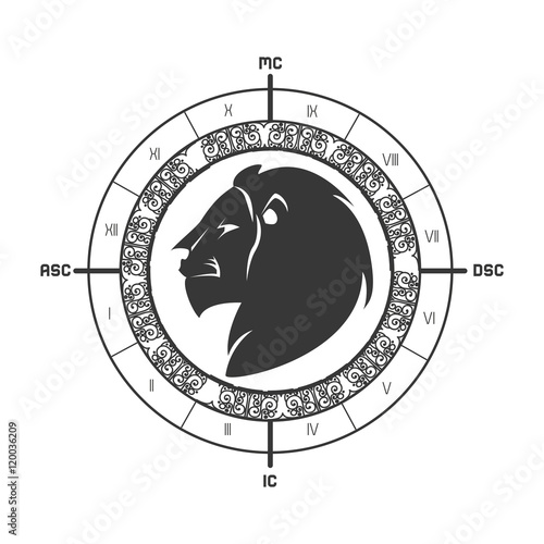 signs of the zodiac lion circle astrological astronomy future vector illustration