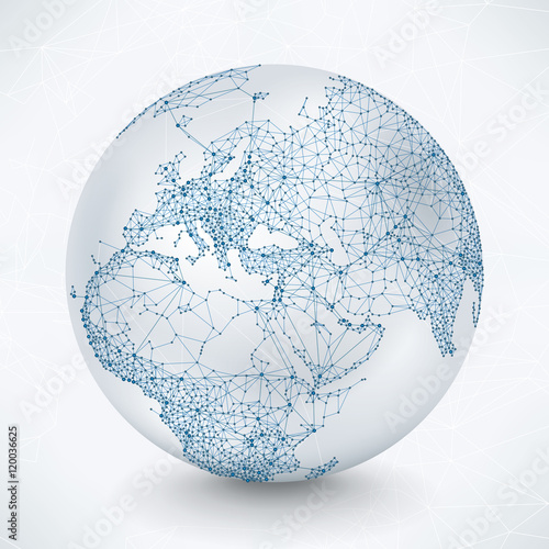 Abstract Telecommunication Earth Map - Europe, Mid-East, Asia, Africa