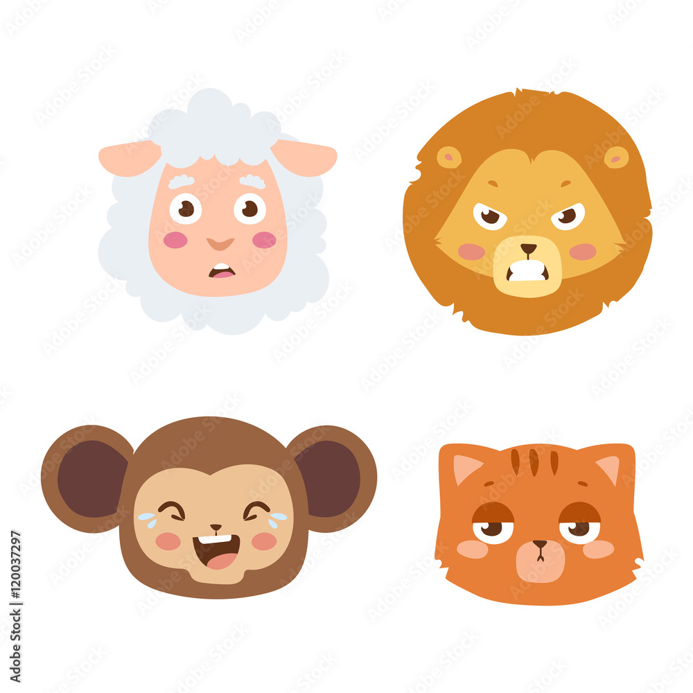 Animal emotion avatar vector icon Animal emotion avatar vector icon