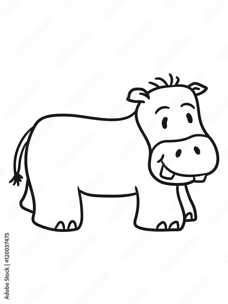 Fototapeta premium comic cartoon sweet little cute baby hippo happy child