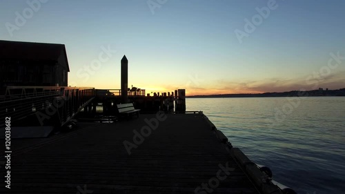 Sunset on a Dock Stabilized Gimbal Shot photo