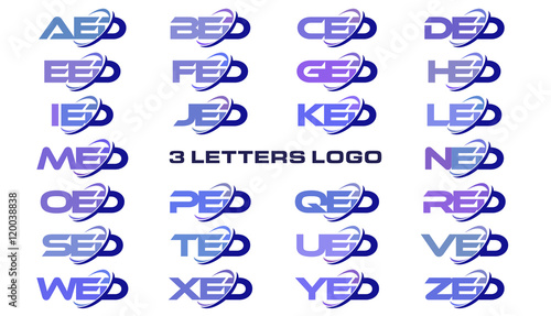 3 letters modern generic swoosh logo AED, BED, CED, DED, EED, FED, GED, HED, IED, JED, KED, LED, MED, NED, OED, PED, QED, RED, SED, TED, UED, VED, WED, XED, YED, ZED