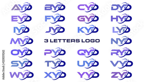 3 letters modern generic swoosh logo AYD,BYD,CYD,DYD,EYD,FYD,GYD,HYD,IYD, JYD,KYD,LYD,MYD,NYD,OYD,PYD,QYD,RYD,SYD,TYD,UYD,VYD,WYD,XYD,YYD,ZYD