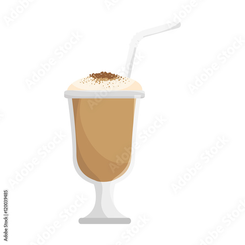 iced coffee drink cold beverage straw  vector illustration