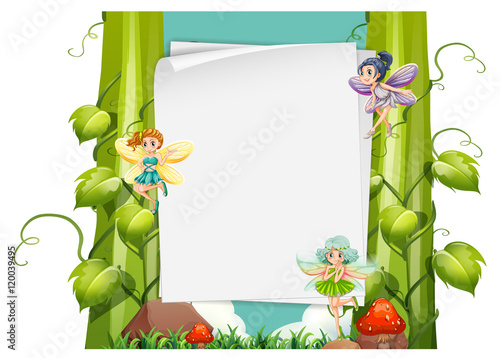 Paper design with fairies flying