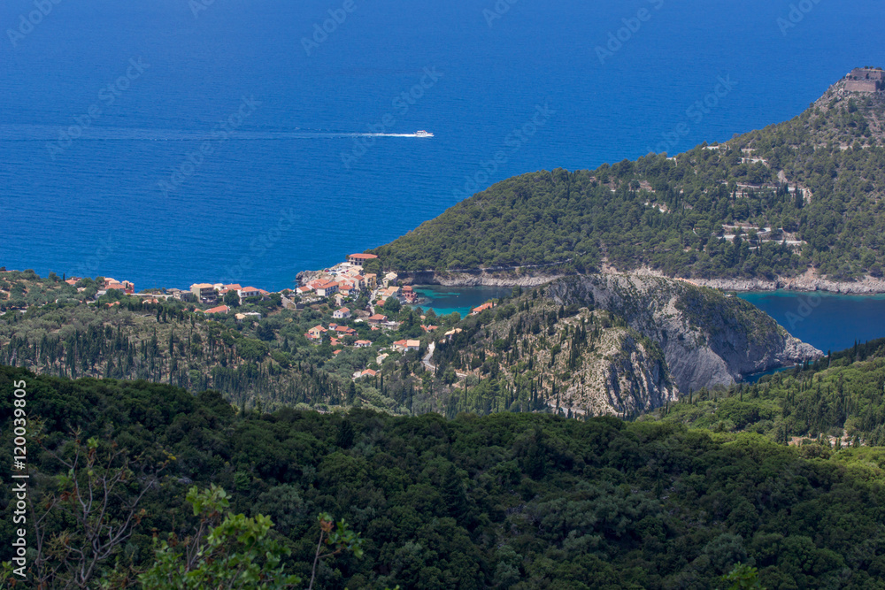 Assos village and beautiful sea bay, Kefalonia, Ionian islands, Greece