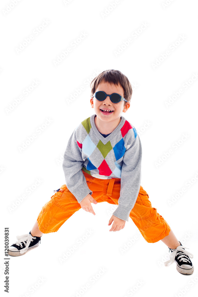  Playful kid wearing sunglasses