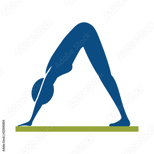 yoga body female position exercise fitness silhouette vector illustration 