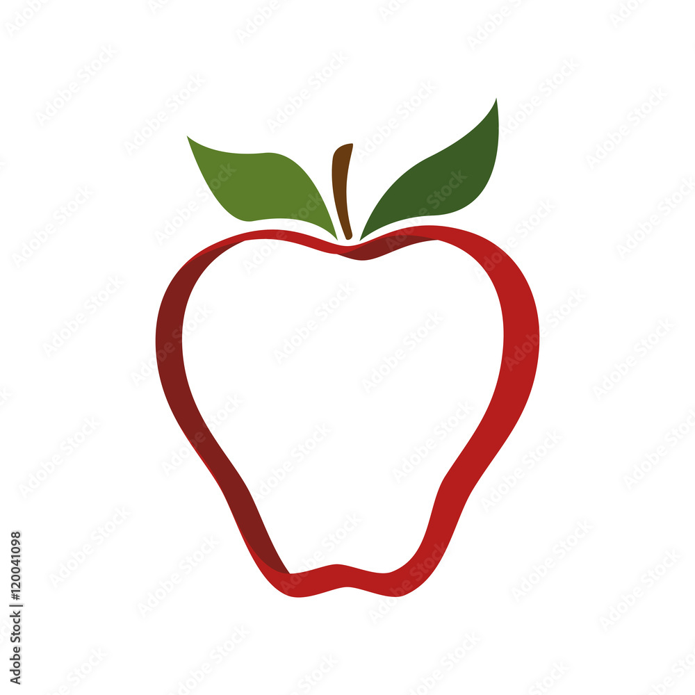 Fototapeta premium line red apple shaped fruit food agriculture healthy lifestyle vector illustration