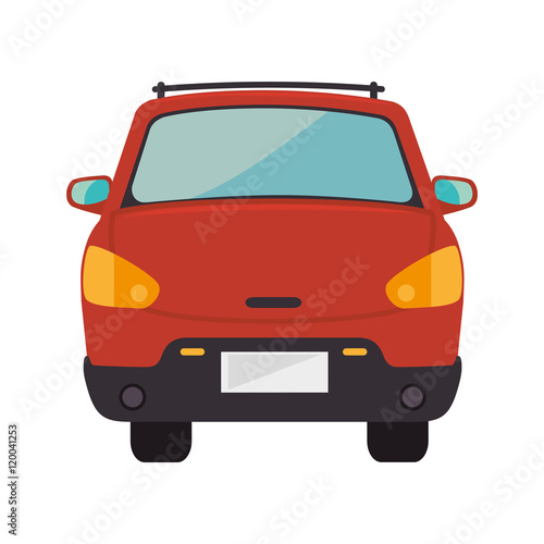 red car with black wheels transport vehicle vector illustration