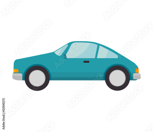blue car coupe with black wheels transport vehicle side view