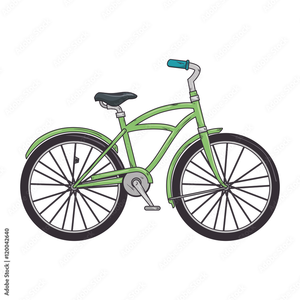 Fototapeta premium green classic bicycle transport vehicle. healthy ride activity. vector illustration
