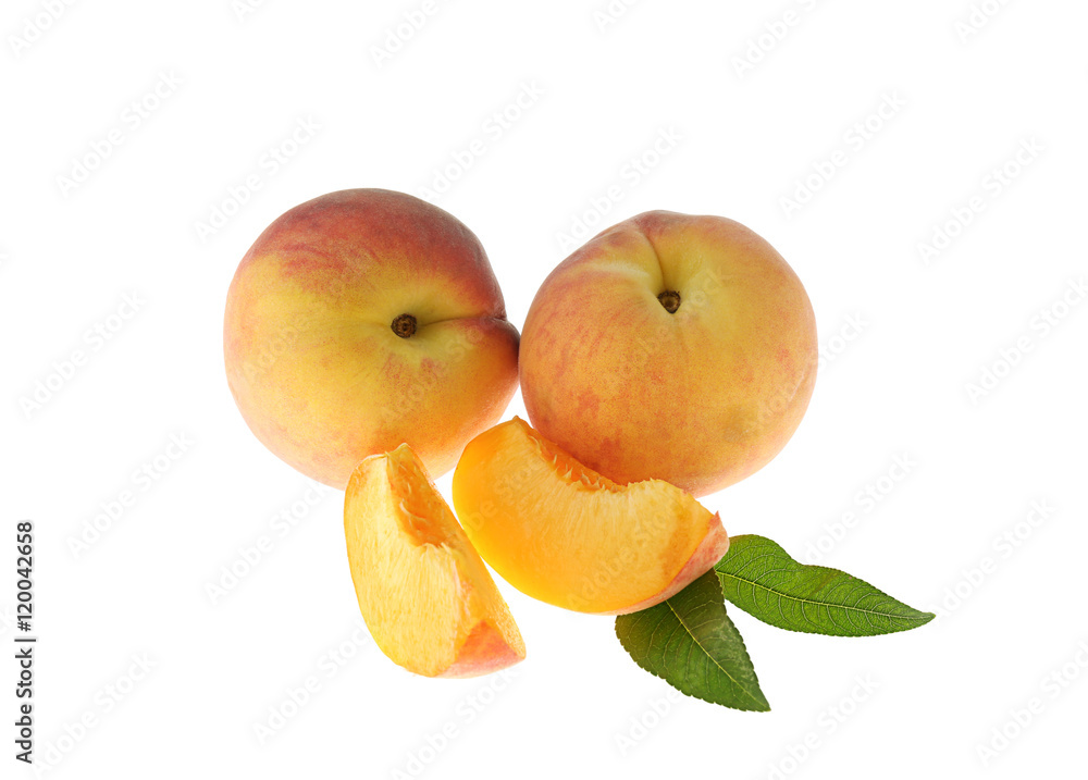 Fresh peaches on a white background Fresh peaches on a white background