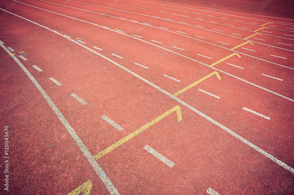 Fototapeta premium red running track in stadium