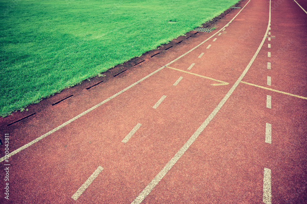 red running track in stadium