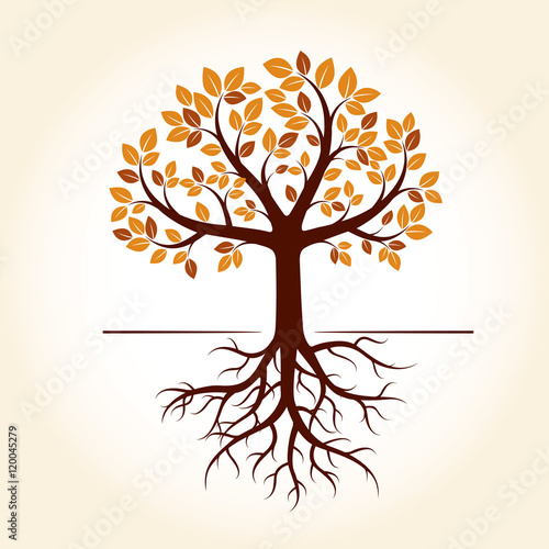 Autumn Tree. Vector Illustration. Nature and Garden