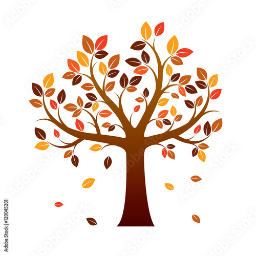 Autumn Tree. Vector Illustration. Nature and Garden