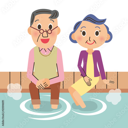足湯　老夫婦