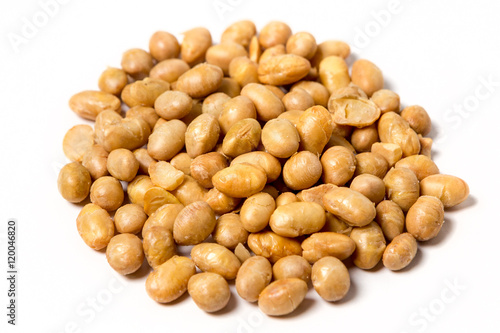 Roasted soy beans isolated on white
