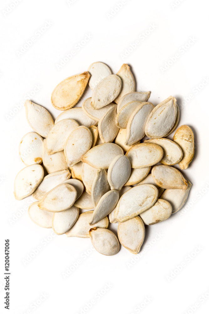 Pumpkin seeds isolated on white