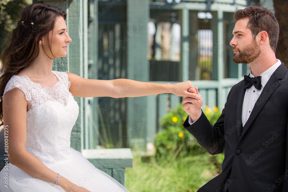 Romance love and elegance married couple newlyweds show class and beauty at wedding Romance love and elegance married couple newlyweds show class and beauty at wedding