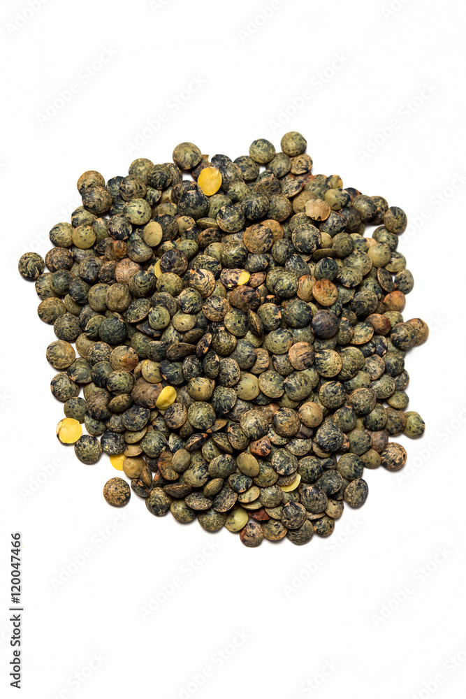 French lentil isolated on a white background French lentil isolated on a white background