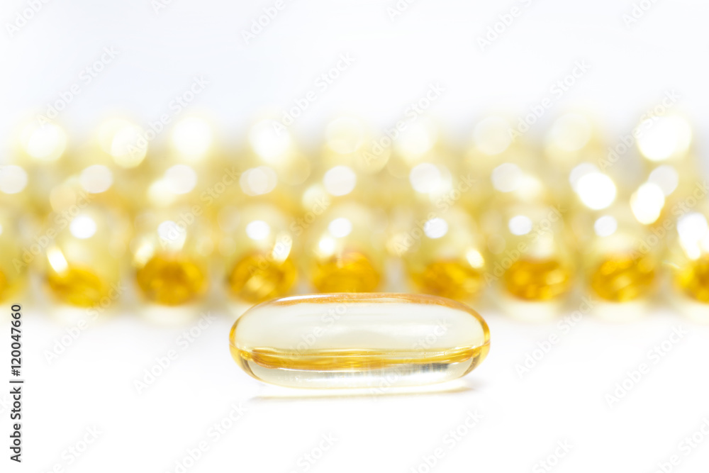 fish oil set in a row on white background fish oil set in a row on white background
