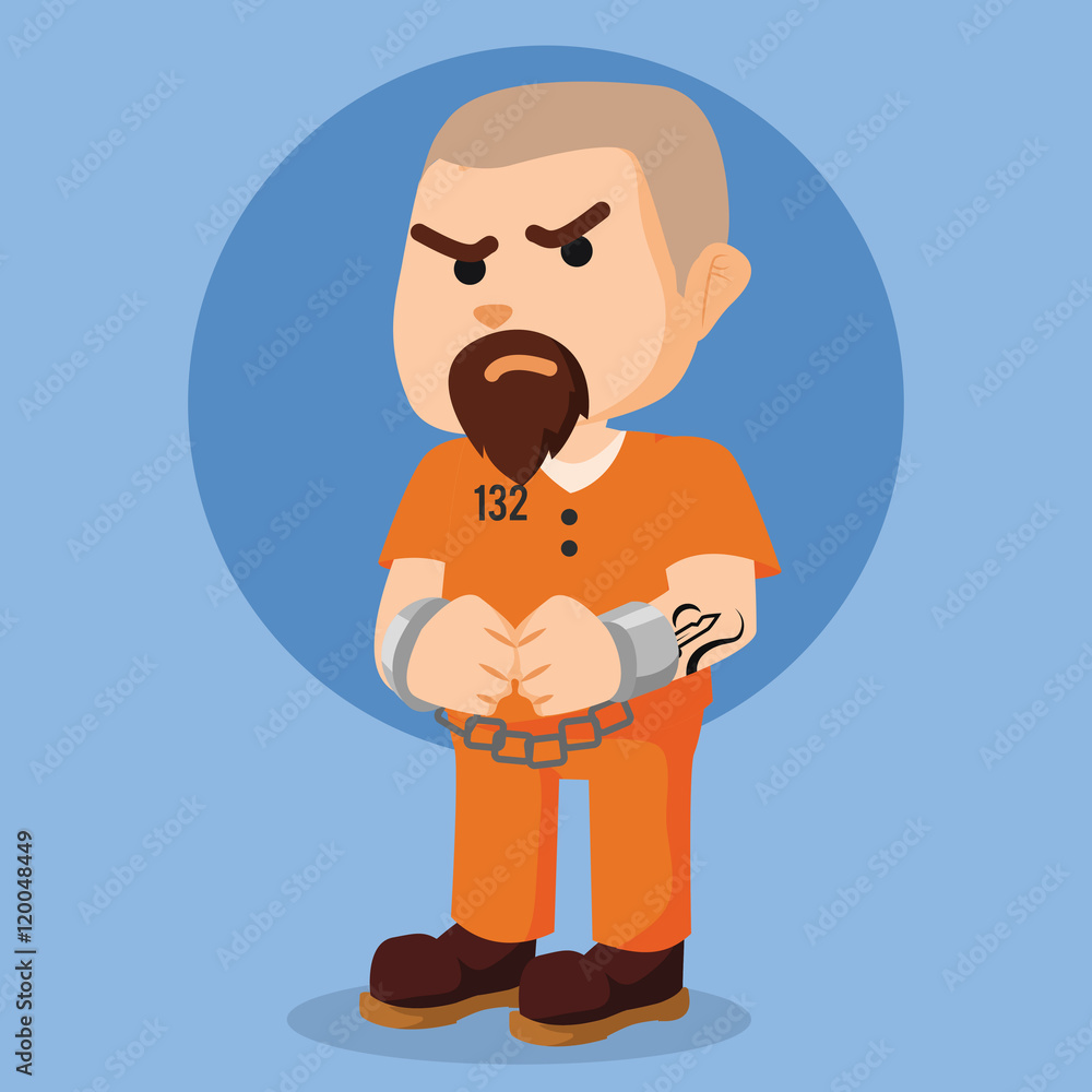 convict in chain illustration design