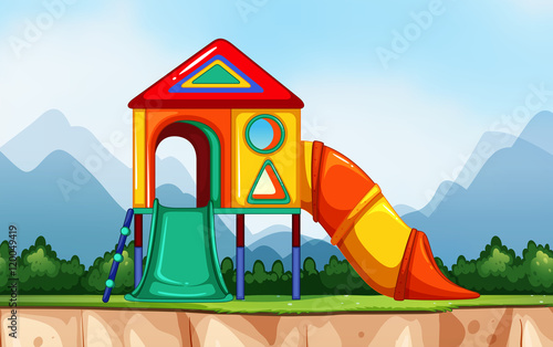 Scene with playground in the park