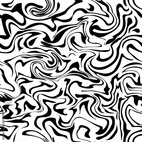 Abstract digital imitation marble print texture. Seamless black and white pattern. Vector illustration.