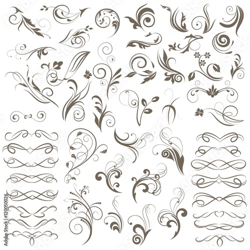 Set of decorative calligraphic elements for design