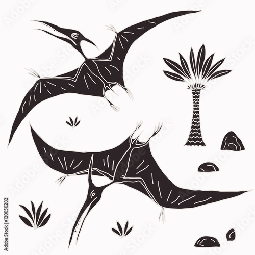 Vector hand drawn illustration jurassic