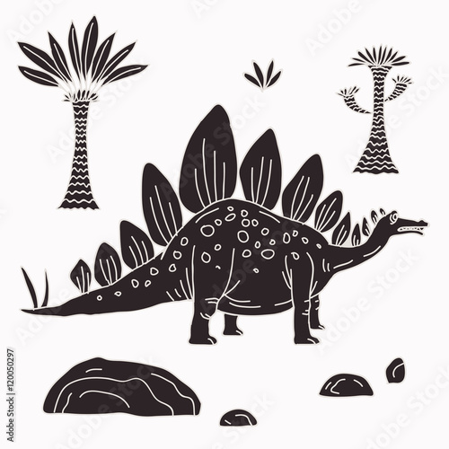 Vector hand drawn illustration jurassic