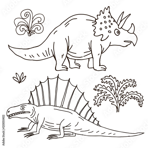 Vector hand drawn illustration jurassic