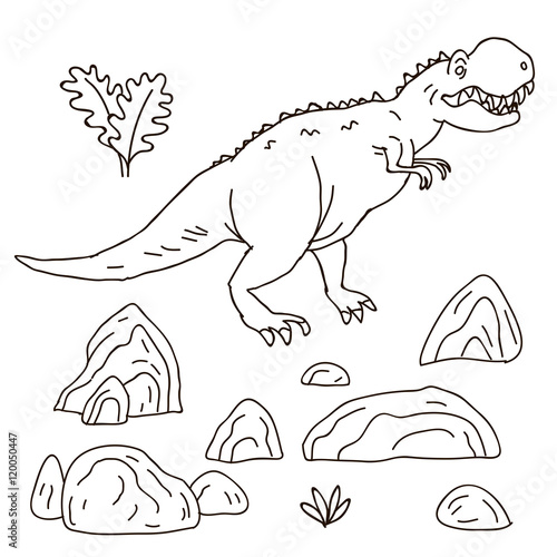 Vector hand drawn illustration jurassic