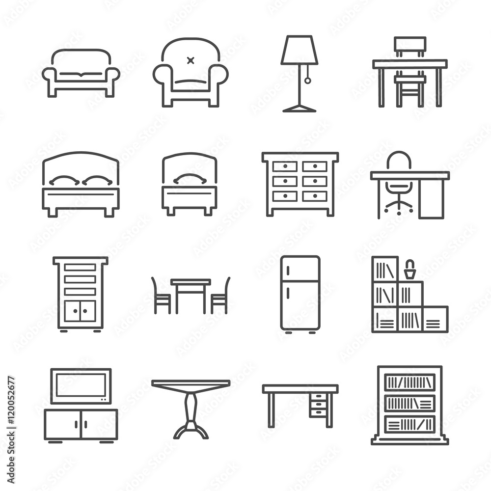 Furniture line icons Furniture line icons