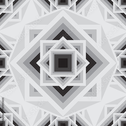 Vector geometric black and white seamless pattern. Stylish Aztec background.