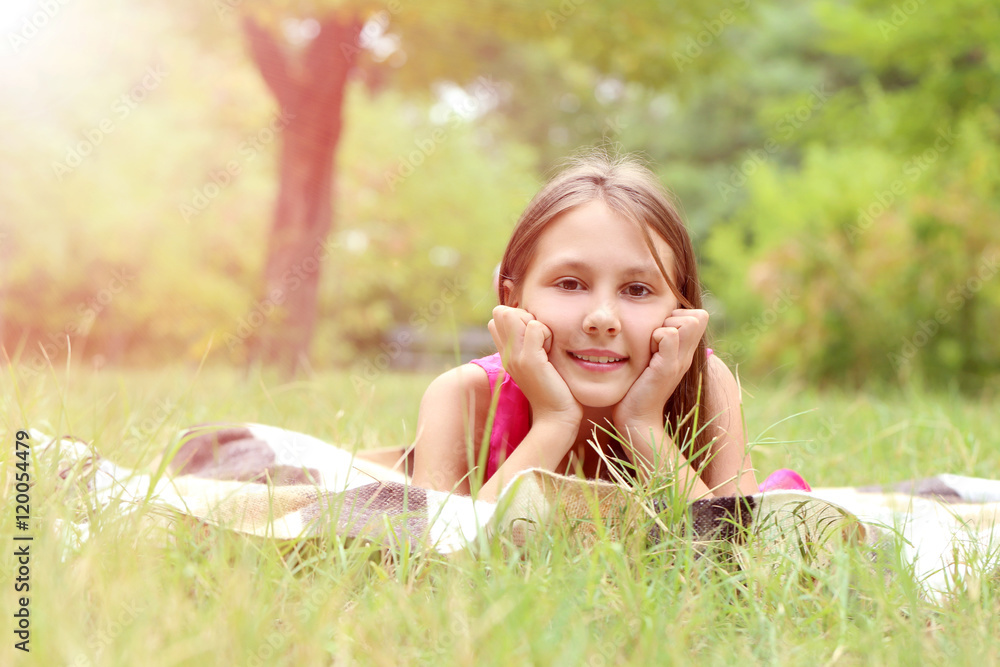 Portrait of little girl in the park Portrait of little girl in the park