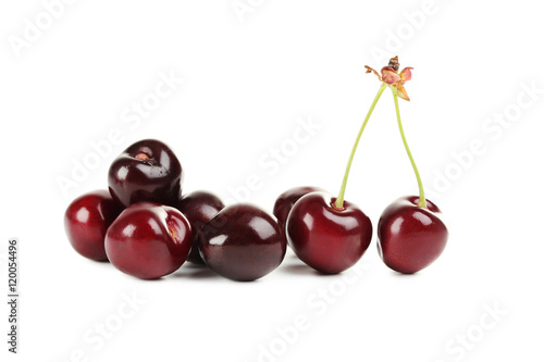 Ripe cherries isolated on a white background