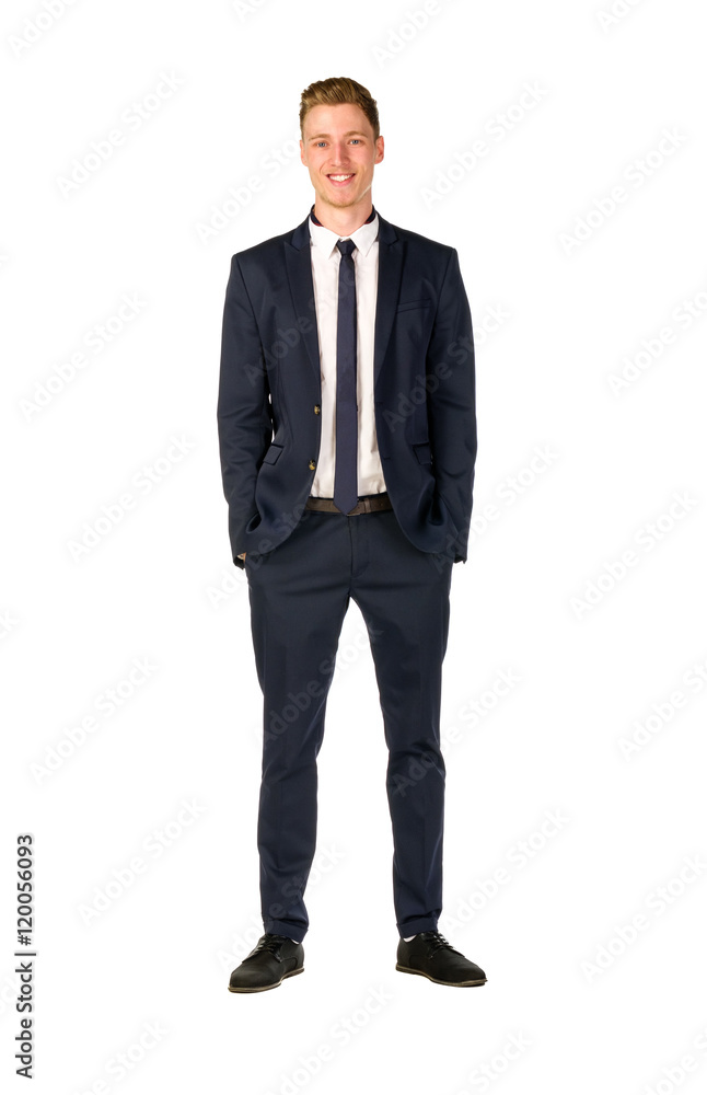 Young businessman full length portrait isolated