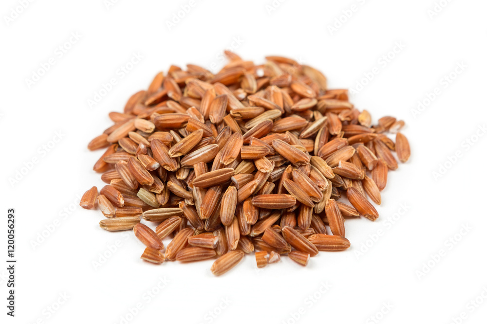 Wehani red rice isolated on white background Wehani red rice isolated on white background