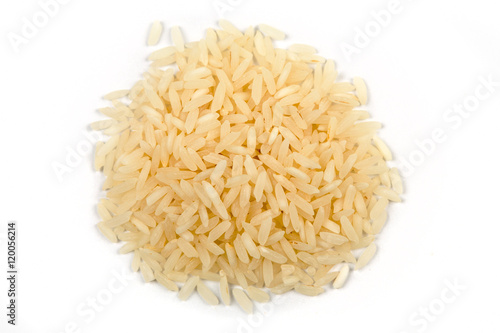 Long grain white rice isolated on white background